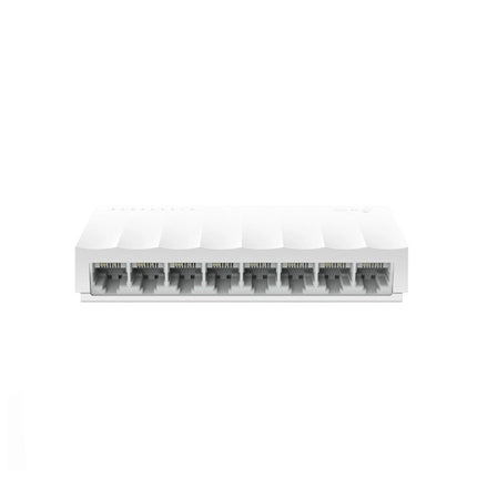Commutateur Tplink LS1008 à 8 ports Ethernet 10/100 Mbps, vue de face avec ports et indicateurs lumineux.