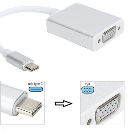 Adaptateur USB-C vers VGA de marque générique, connecteur pour la transmission vidéo vers un écran VGA.
