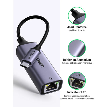 ADAPTATEUR UGREEN TYPE C TO RJ45 GIGABYTE