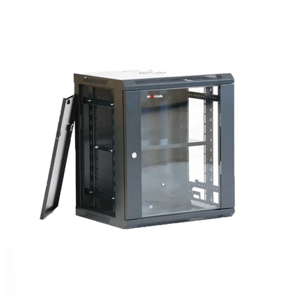 Armoire informatique WDLINK 12U, dimensions 520x350x580 mm, en métal avec porte ventilée et étagères internes.