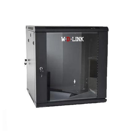 Armoire informatique WDLINK 12U, dimensions 600x600x700 mm, en métal avec porte ventilée et étagères ajustables.