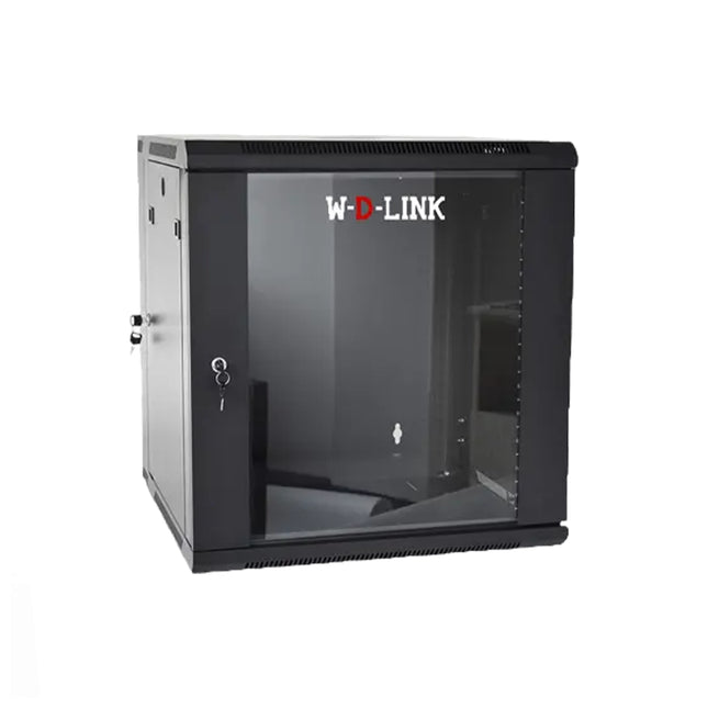Armoire informatique WDLINK 12U, dimensions 600x600x700 mm, en métal avec porte ventilée et étagères ajustables.