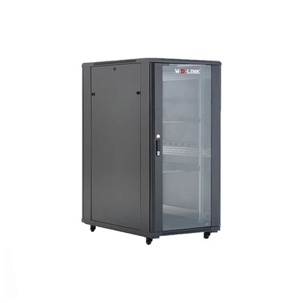 Armoire informatique WDLINK 24U, 600x600x1300 mm, structure métallique avec porte ventilée pour équipements réseau.