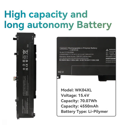 BATTERIE PC PORTABLE ADAPTABLE HP WK04XL POUR OMEN 16-B 16-C 16-N 16-B0000 16-C0000  VICTUS 15-FA 16-D 16-E 16-S 16-E0000 16-D0000