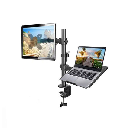 Support pour ordinateur portable et moniteur LCD de bureau avec bras ajustable et ventilateur, de marque générique.