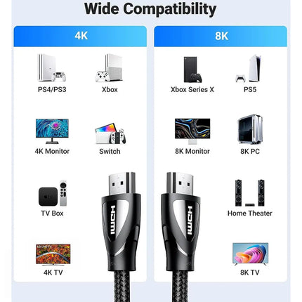 CABLE HDMI UGREEN 2M MALE VERS MALE 2.1 8K (80403)