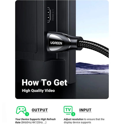 CABLE HDMI UGREEN 2M MALE VERS MALE 2.1 8K (80403)