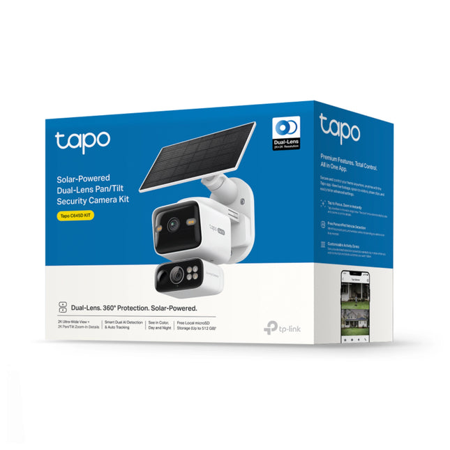 CAMÉRA DE VIDÉO SURVÉILLANCE WIFI TP-LINK TAPO C645D KIT 2K A DOUBLE OBJECTIF+PANNEAU SOLAIRE(TAPO C645D KIT)