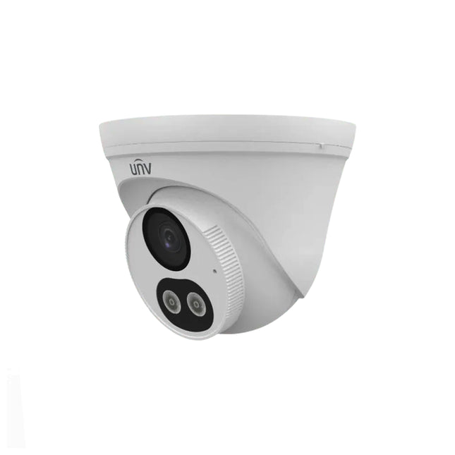 Caméra UNIVIEW Dome 2MP analogique, couleur, fixe, double lumière F2.8, IR 40m, IP67, pour surveillance extérieure.