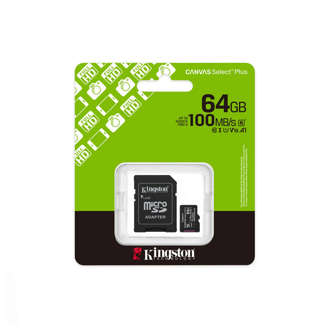 Carte mémoire Kingston Canvas Select Plus 64GB, carte SD pour stockage rapide et fiable.