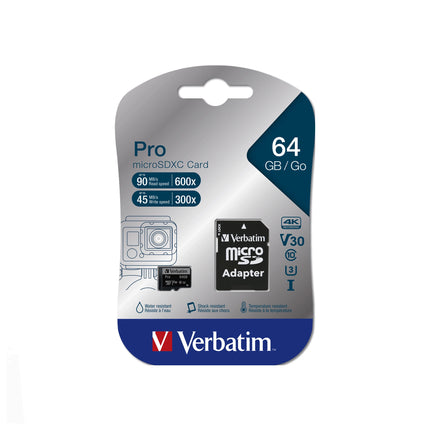 Carte mémoire Verbatim 64GB Micro SD Premium pour appareils photo, smartphones et tablettes, stockage rapide et fiable.