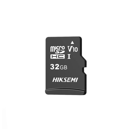 Carte mémoire Hikvision MicroSD 32Go Class 10 V10, petite carte de stockage avec étiquette et connecteur visible.