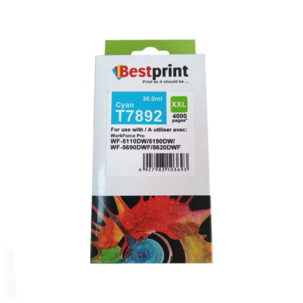 CARTOUCHE EPSON T7892 XXL 4000 PAGES CYAN ADAPTABLE BESTPRINT