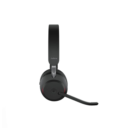 Casque Jabra Evolve2 65 MS avec micro-casque sans fil, design ergonomique et coussin d'oreille confortable, vue de face.
