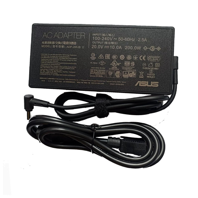 Chargeur ASUS original 200W 20V 10A pour ordinateur portable, petit modèle, neuf, avec port USB, en image.