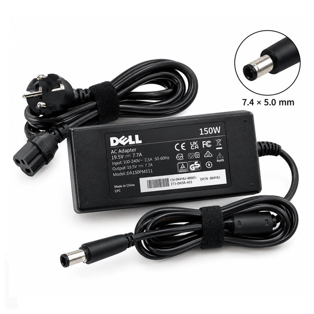 Chargeur DELL original pour ordinateur portable 19,5V 7,7A 150W avec connecteur 7,4*5,0 mm.