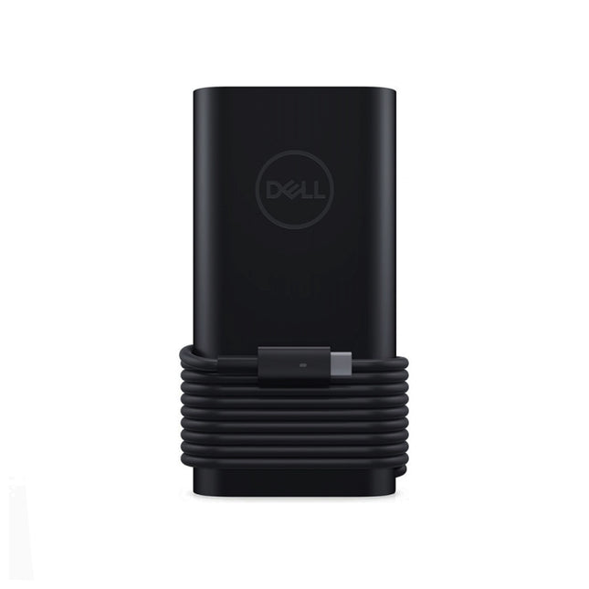 Chargeur d'ordinateur portable Dell d'origine, type C, 90W, compatible avec plusieurs modèles Dell, visible avec câble connecté.