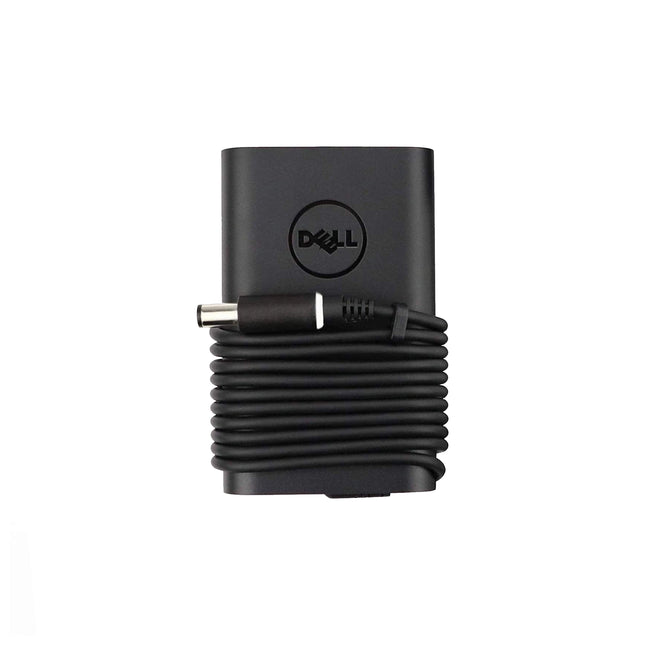 Chargeur Dell original Chouka 65W pour ordinateur portable, remis à neuf, avec câble de connexion visible.
