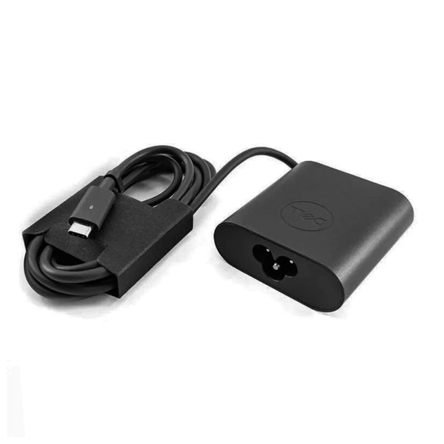 Chargeur Dell original type C 45W pour ordinateur portable, remis à neuf, avec câble de connexion visible.