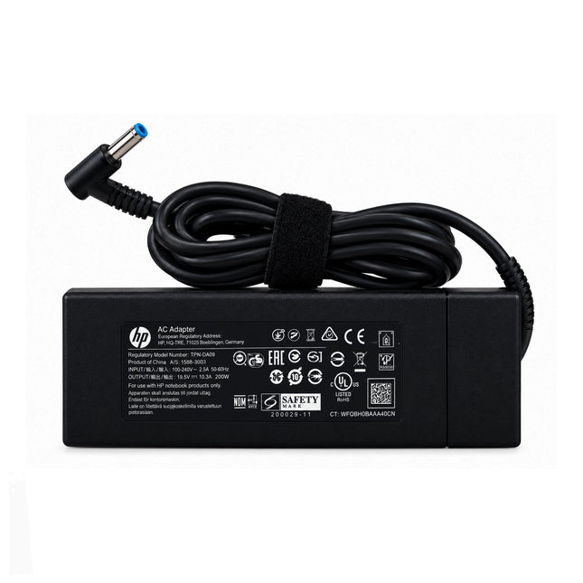 Chargeur HP original pour ordinateur portable, 19,5V, 10,3A, 200W, tête bleue, remis à neuf, en parfait état.