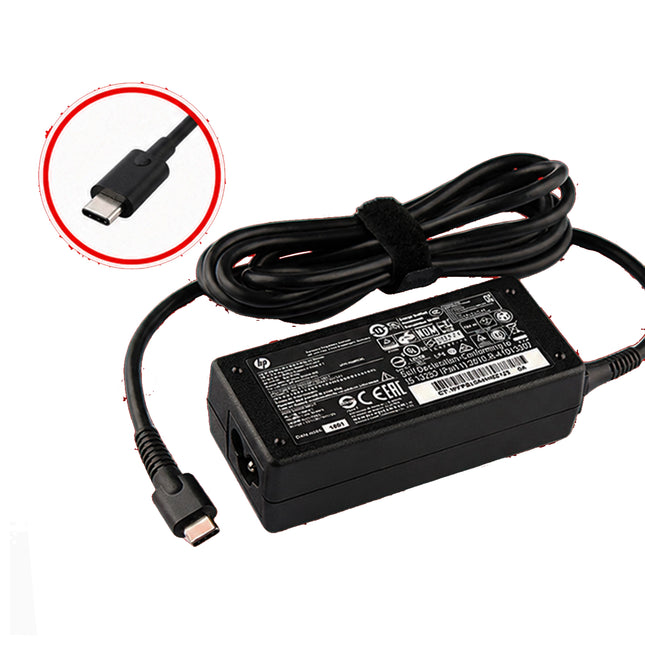 Chargeur HP original 45W Type C pour ordinateur portable, remis à neuf, avec câble de chargement inclus.