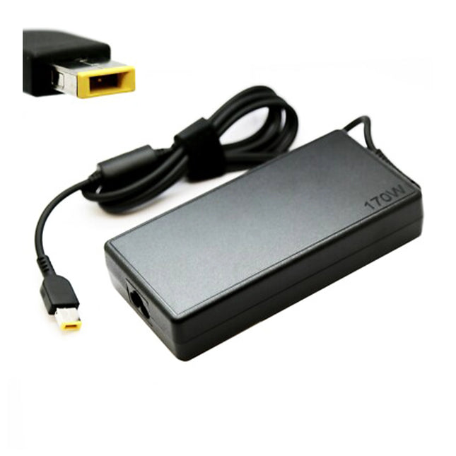 Chargeur Lenovo original pour ordinateur portable USB 20V 8,5A 170W, remis à neuf, connecté avec câble USB.