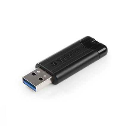 Clé USB Verbatim 64GB noir USB 3.2 Gen 1 avec rayures, connecteur USB sécurisé, design compact et élégant.