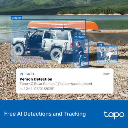 Caméra de sécurité Tplink Tapo C615G 4G, 2K panoramique inclinable avec panneau solaire, surveillance extérieure.