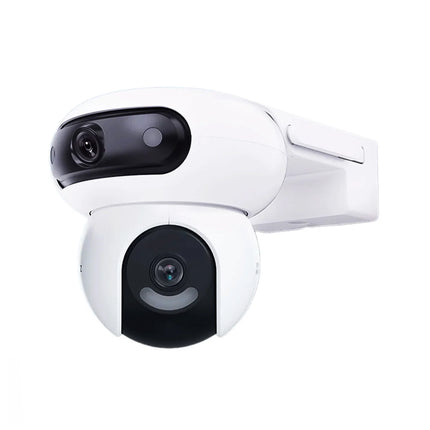 Caméra extérieure EZVIZ à double objectif 4MP avec vision couleur PT, installation extérieure, vue de la caméra.