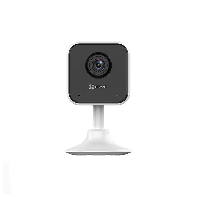 Caméra intérieure EZVIZ 2MP Cube, modèle CS-H1C-R101-1G2WR, vue de la caméra avec objectif et détails du boîtier.