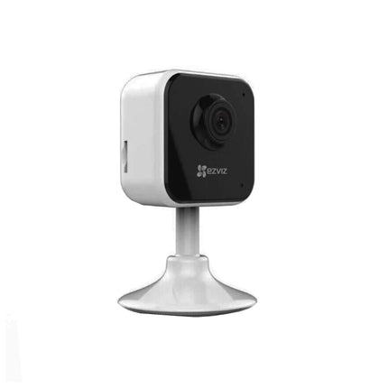 Caméra EZVIZ intérieure 2MP Cube pour surveillance à domicile, montrant la lentille et le boîtier compact de la caméra.