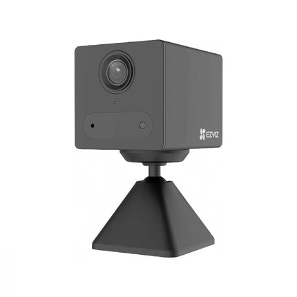 Caméra intérieure EZVIZ à batterie 2MP en noir, vue de face avec objectif et capteur visible.