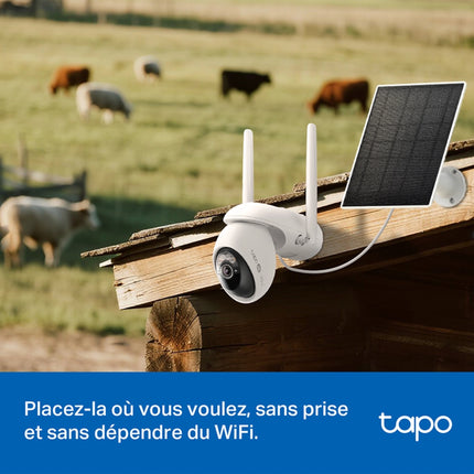 Caméra WiFi 4G Tplink Tapo C665G 4K panoramique inclinable avec panneau solaire, caméra de surveillance extérieure.