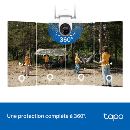 Caméra WiFi 4G Tplink Tapo C665G 4K panoramique inclinable avec panneau solaire, surveillance extérieure durable.