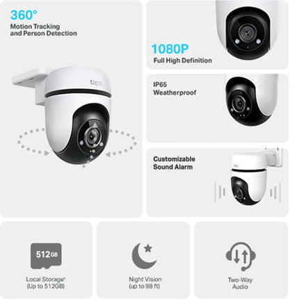 Caméra WiFi extérieure TP-Link Tapo C500 avec objectif grand angle et design noir pour surveillance extérieure.