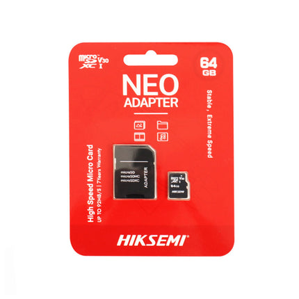 Carte Mémoire Hiksemi NEO 64GB MicroSD avec Adaptateur (HS-TF-C1 64G)