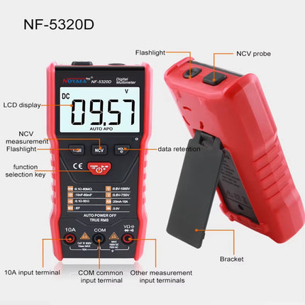 Testeur de câble électrique NOYAFA NF-5320D, multimètre numérique pour la détection de tension électrique, affichage digital.