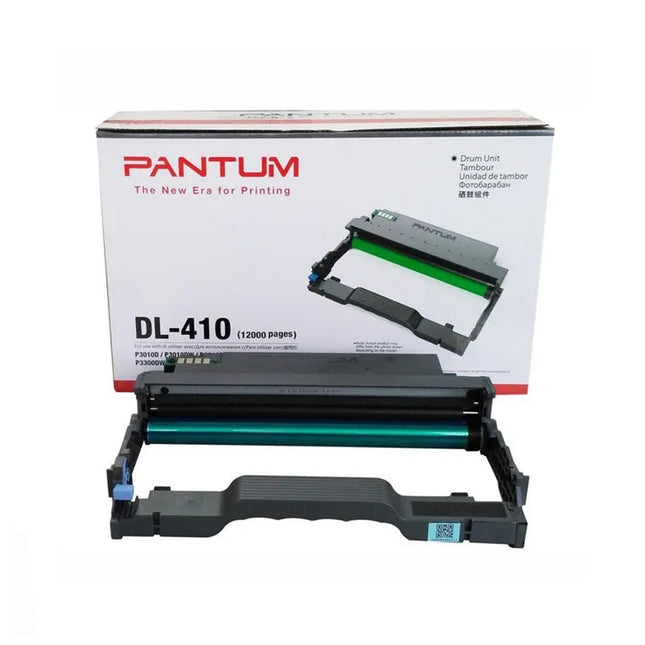 Tambour original Pantum DL-410, pour imprimante, montrant le tambour de couleur noire avec détails techniques visibles.