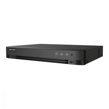 Enregistrement DVR Hikvision 16 ports 1080P 1U avec H.265 et technologie AcuSense, vue de face de l'unité.