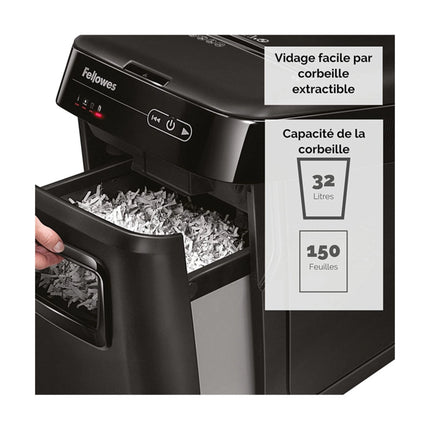 Destructeur de documents Fellowes AutoMax™ 150C Coupe Croisée 150 feuilles (F4680101)