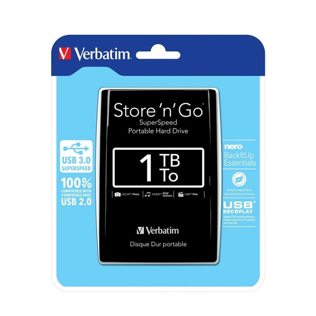 Disque Dur Portable Verbatim 1 TB USB 3.0 (53023)