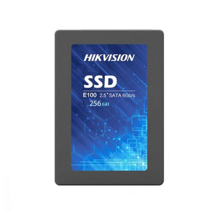Disque dur SSD interne Hikvision E100 2,5 pouces, capacité 256 Go, vue de face avec connecteur SATA.