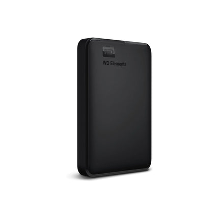 Disque dur externe portable Western Digital Elements 2TB USB 3.0, noir, avec connecteur USB visible.