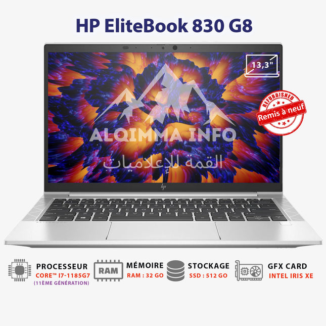 HP EliteBook 830 G8 i7-1185G7 - 32 Go – 512 Go NVMe 13.3″ FHD Remis à neuf