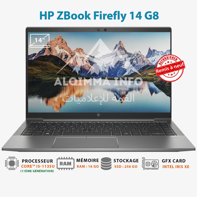 Ordinateur Portable HP ZBook Firefly 14 G8 i5-1135U - 16 Go – 256 Go SSD Remis à neuf