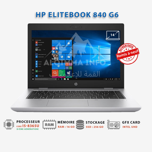ORDINATEUR PORTABLE HP EliteBook 840 G6 Core i5-8365U I 16Go I 256Go NVMe I 14″ Full HD [Remis à Neuf]