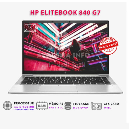 Ordinateur Portable HP Elitebook 840 G7 I Core i7-10610U I 8Go I 256Go SSD I 14″ [Remis à Neuf]