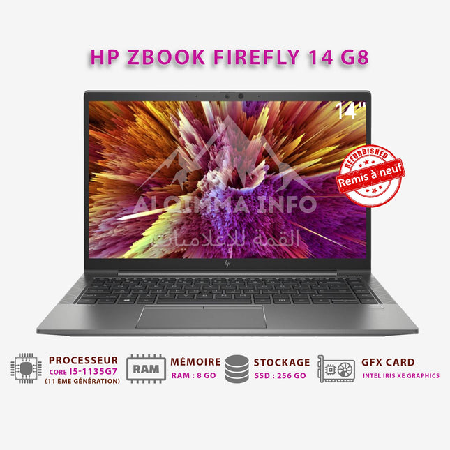 Ordinateur Portable HP Zbook Firefly 14 G8 I Core i5-1135G7 I 8Go I 256Go SSD I 14″ [Remis à Neuf]