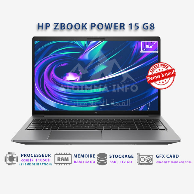 Ordinateur Portable HP ZBook Power 15 G8 Core i7-11850H I 32Go I 512Go SSD I 15″ T1200 [Remis à Neuf]