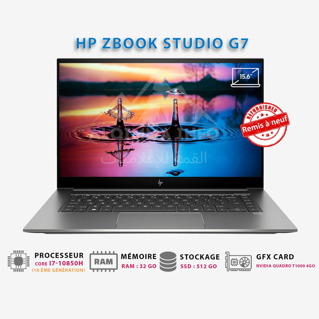 ORDINATEUR PORTABLE HP ZBOOK STUDIO G7 i7-10850H 32GB 512GB NVME QUADRO T1000 15.6P FHD REMIS A NEUF